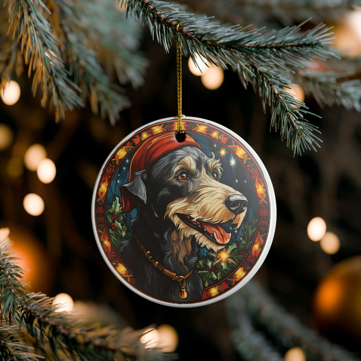 Scottish Deerhound Dog Christmas Ceramic Ornament Item #259655