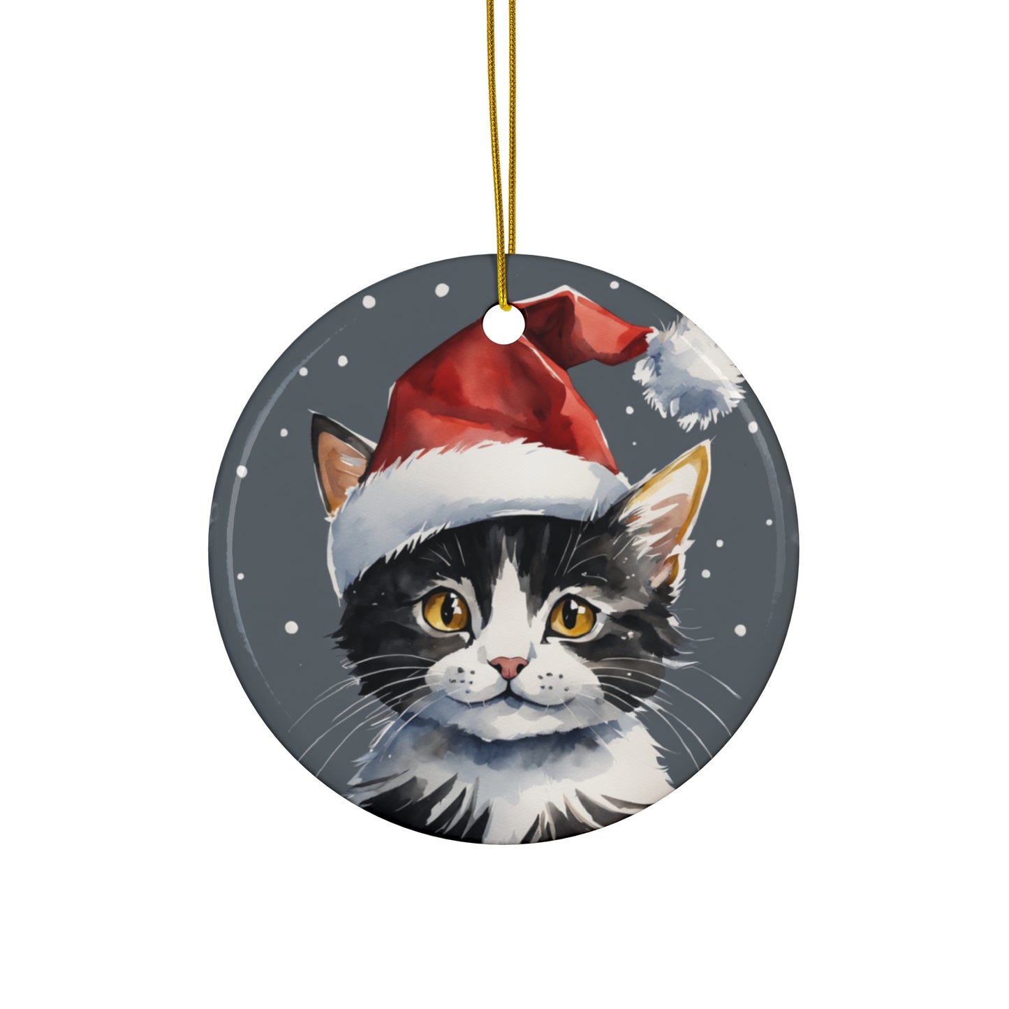 Christmas Cat Ceramic Disc Ornament     Item #6289261