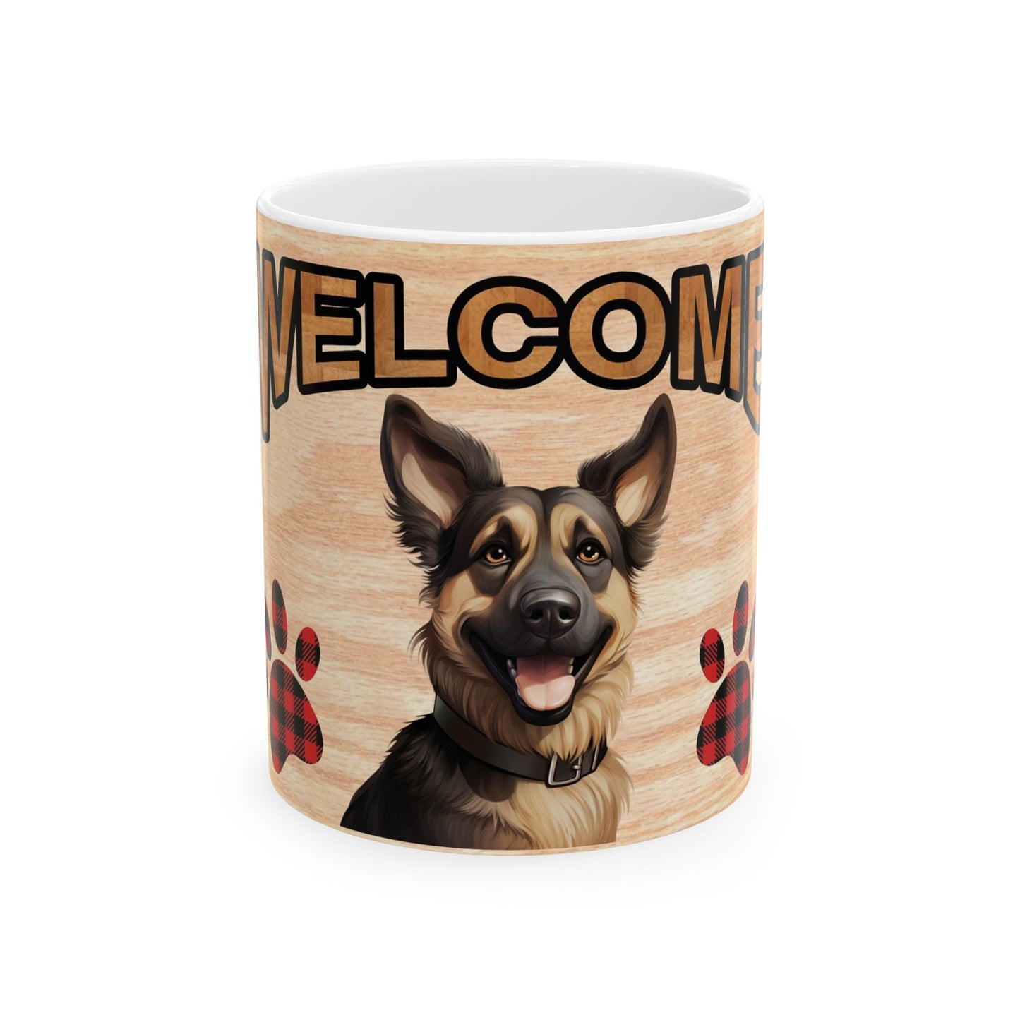 Welcome Puppy Ceramic Mug — Cute Dog Paw Print Coffee Cup 11oz   Item #77021