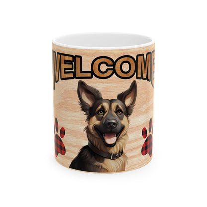 Welcome Puppy Ceramic Mug — Cute Dog Paw Print Coffee Cup 11oz   Item #77021