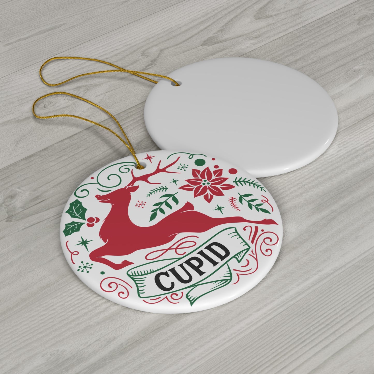 Cupid Reindeer Ceramic Ornament       Item #6109287