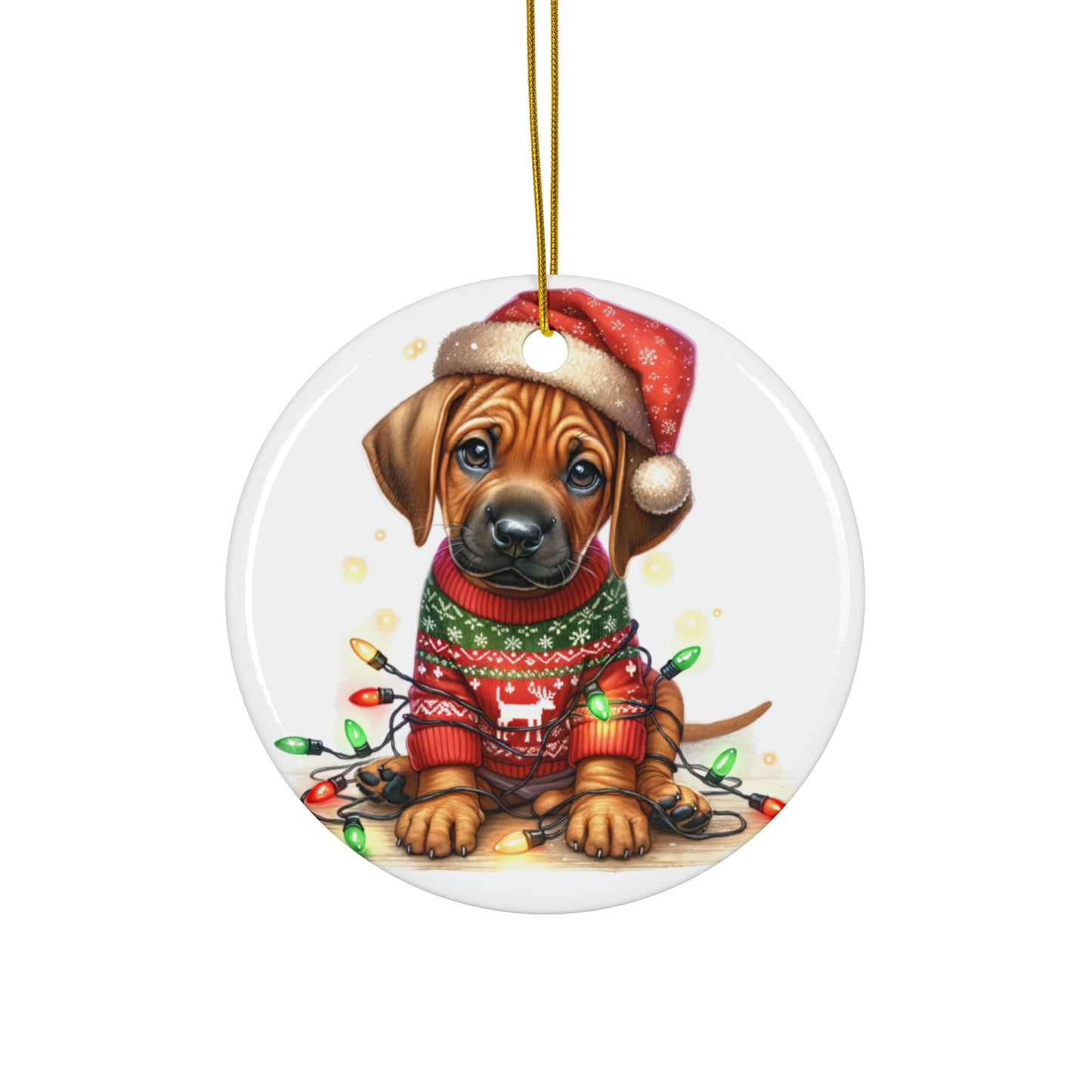 Ceramic Ornament - Rhodesian Ridgeback Christmas Puppy With Lights     Item #57986