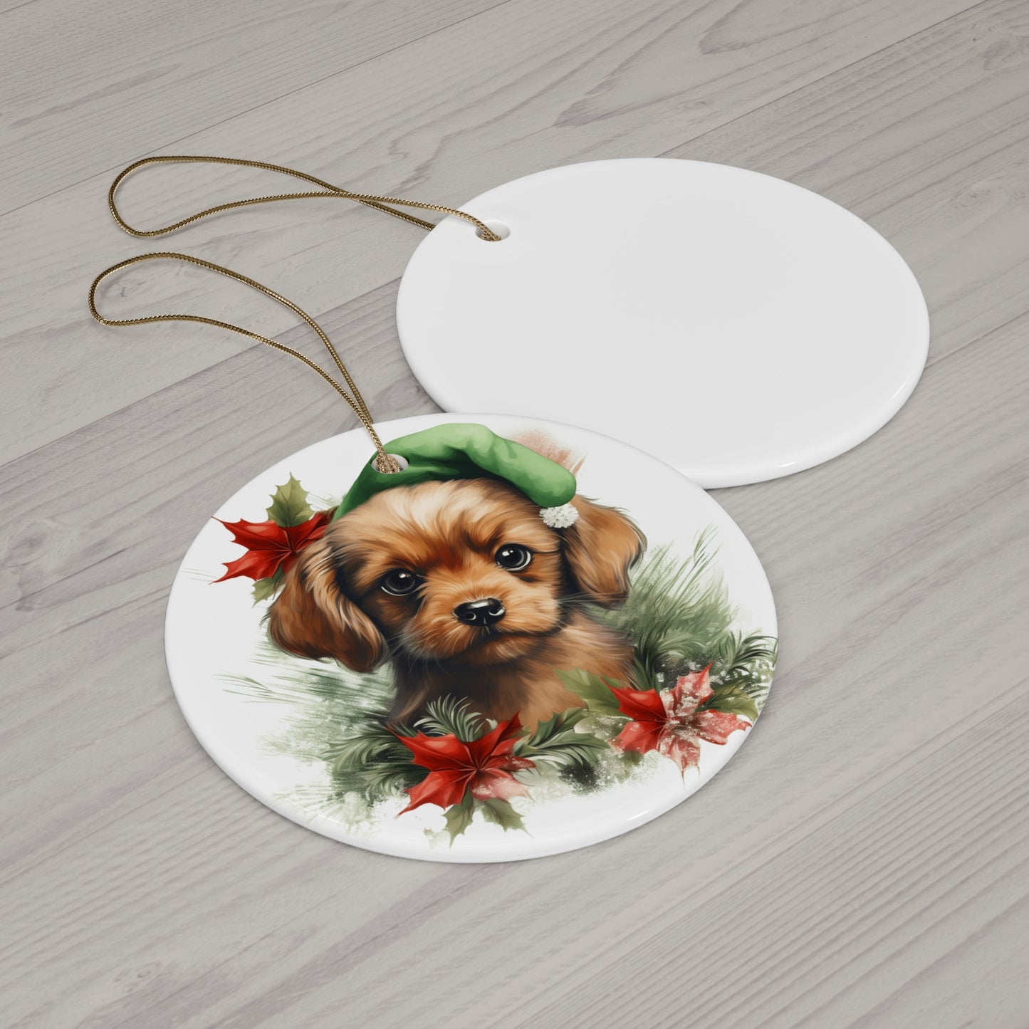 Christmas Dog Ceramic Disc Ornament             Item #2885741