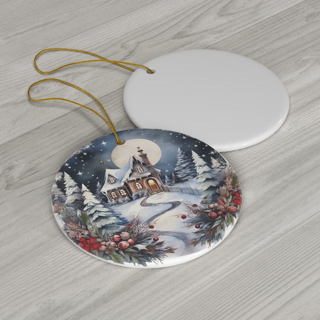 Christmas House Ceramic Ornament      Item #9261728 - Buckshot's Bargain Barn