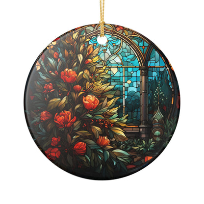 Stained Glass Floral Ceramic Ornament     Item #392626