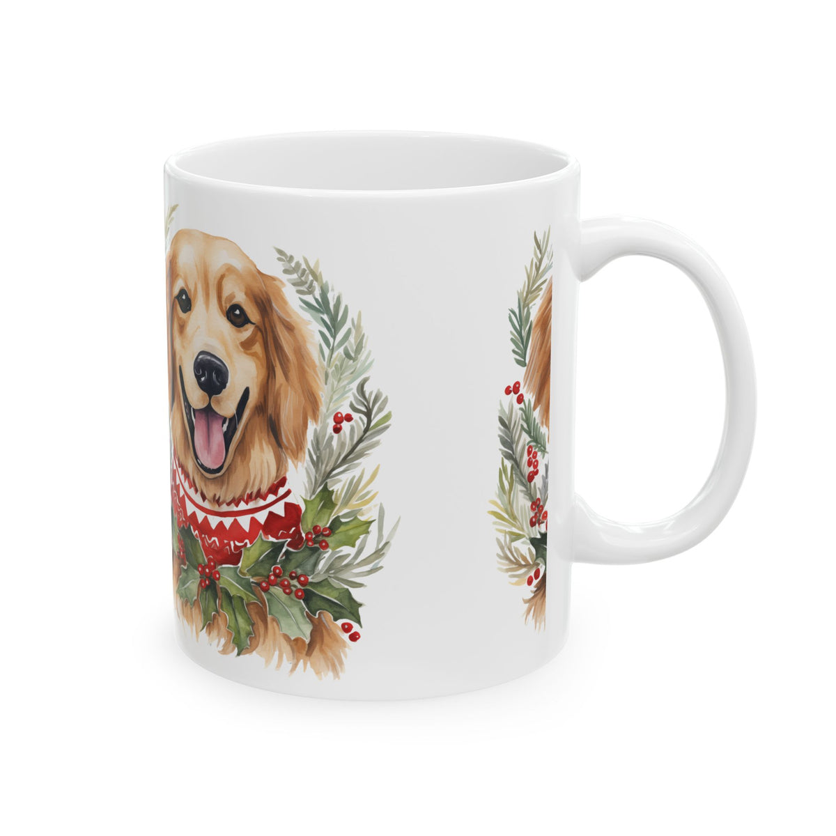 Golden Retriever Holiday Mug — Festive Dog Christmas Coffee Cup 11oz   Item #379359