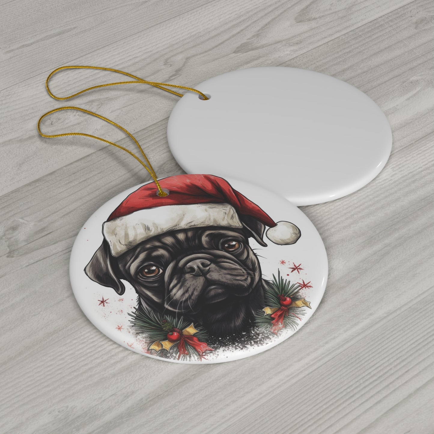 Ceramic Ornament - Christmas Pug Dog  Item #5734243