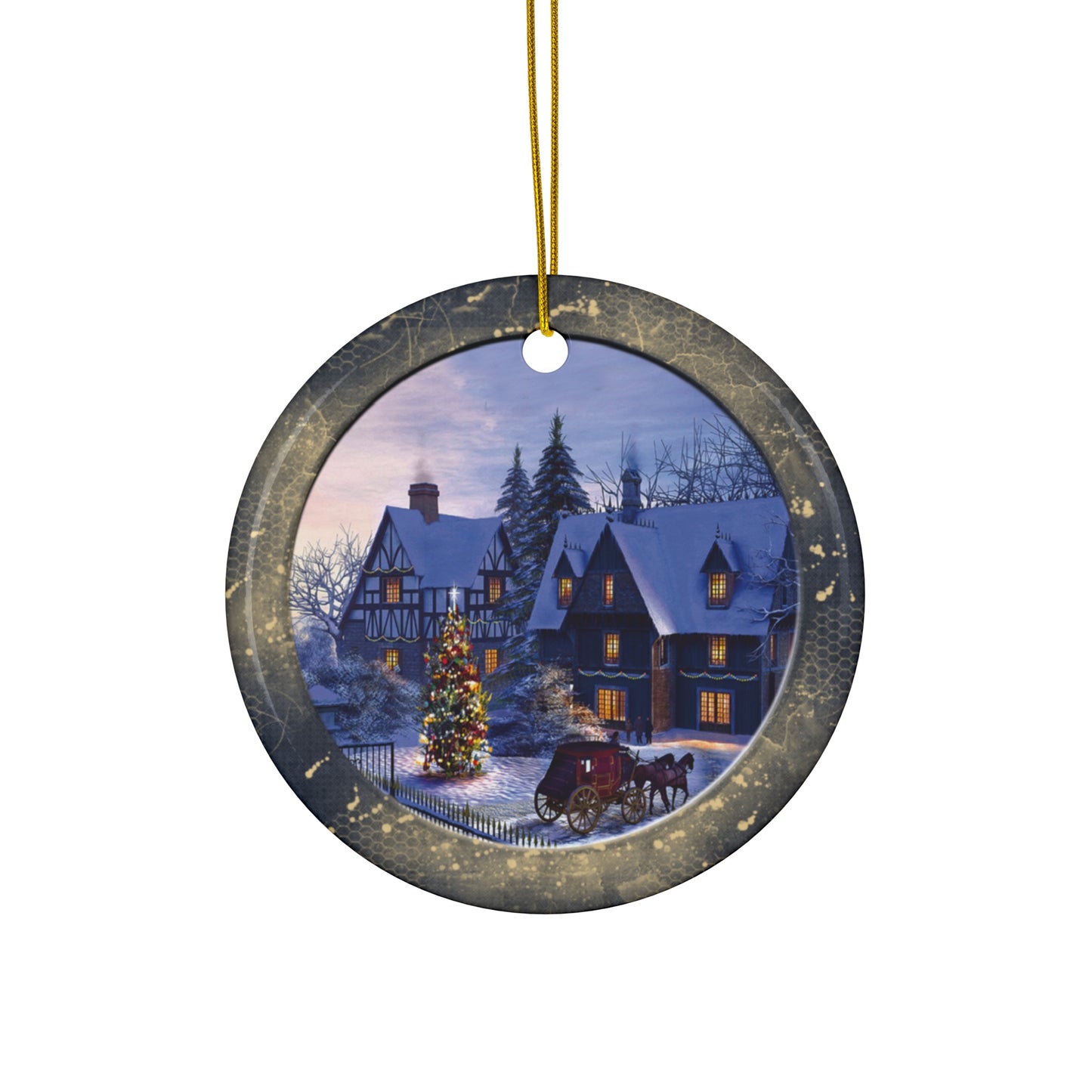 Winter Scene Ceramic Disc Ornament          Item #9354701