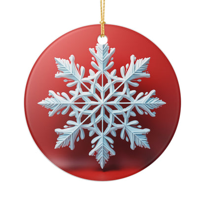 Red Snowflake Ceramic Christmas Ornament   Item #468233