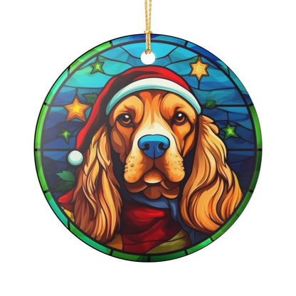 Christmas Cocker Spaniel Dog Ceramic Ornament   Item #283516