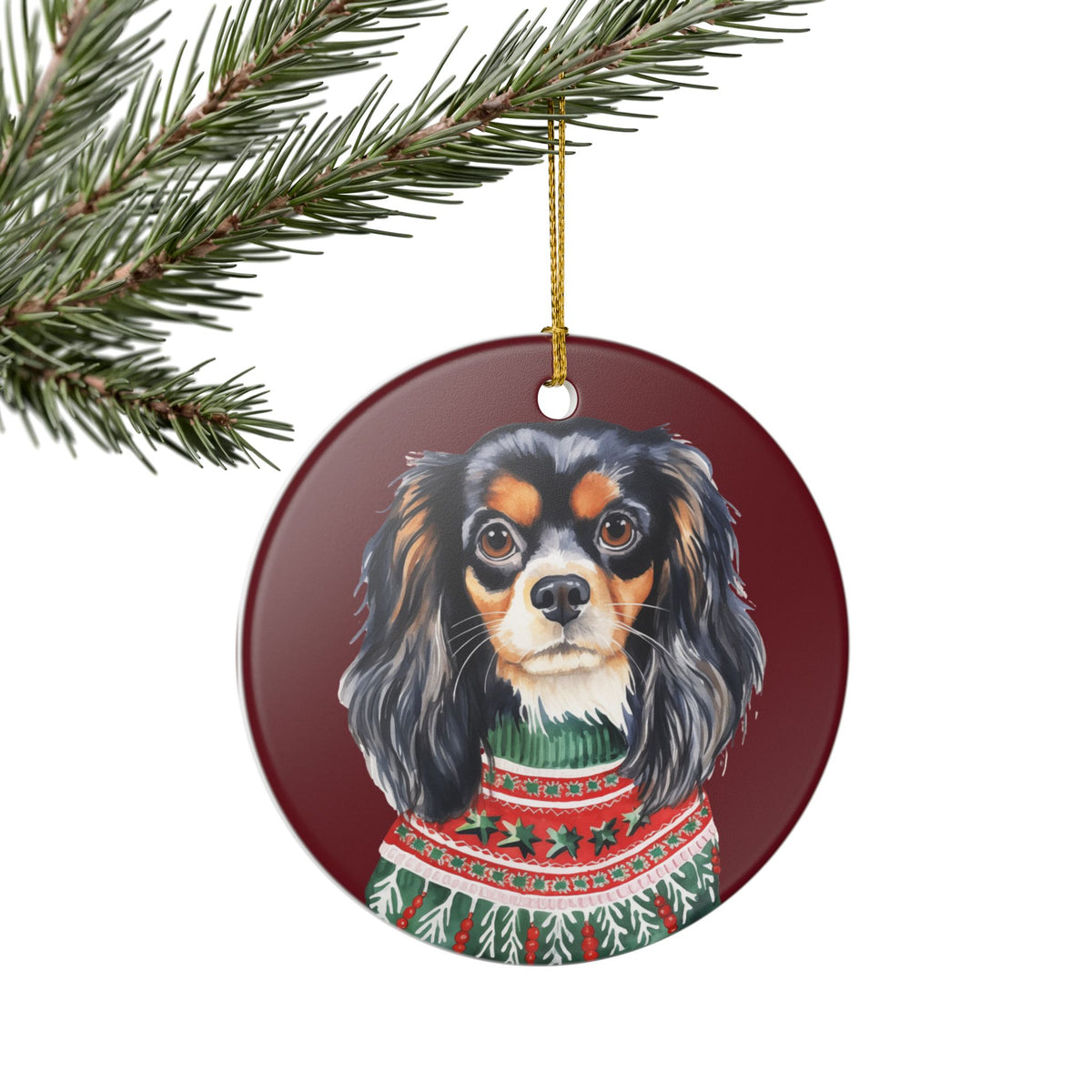Christmas Cavalier King Charles Spaniel Ceramic Ornament   Item #484976