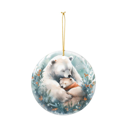Ceramic Ornament – Polar Bear and Cub Winter Holiday Decoration    Item #765485