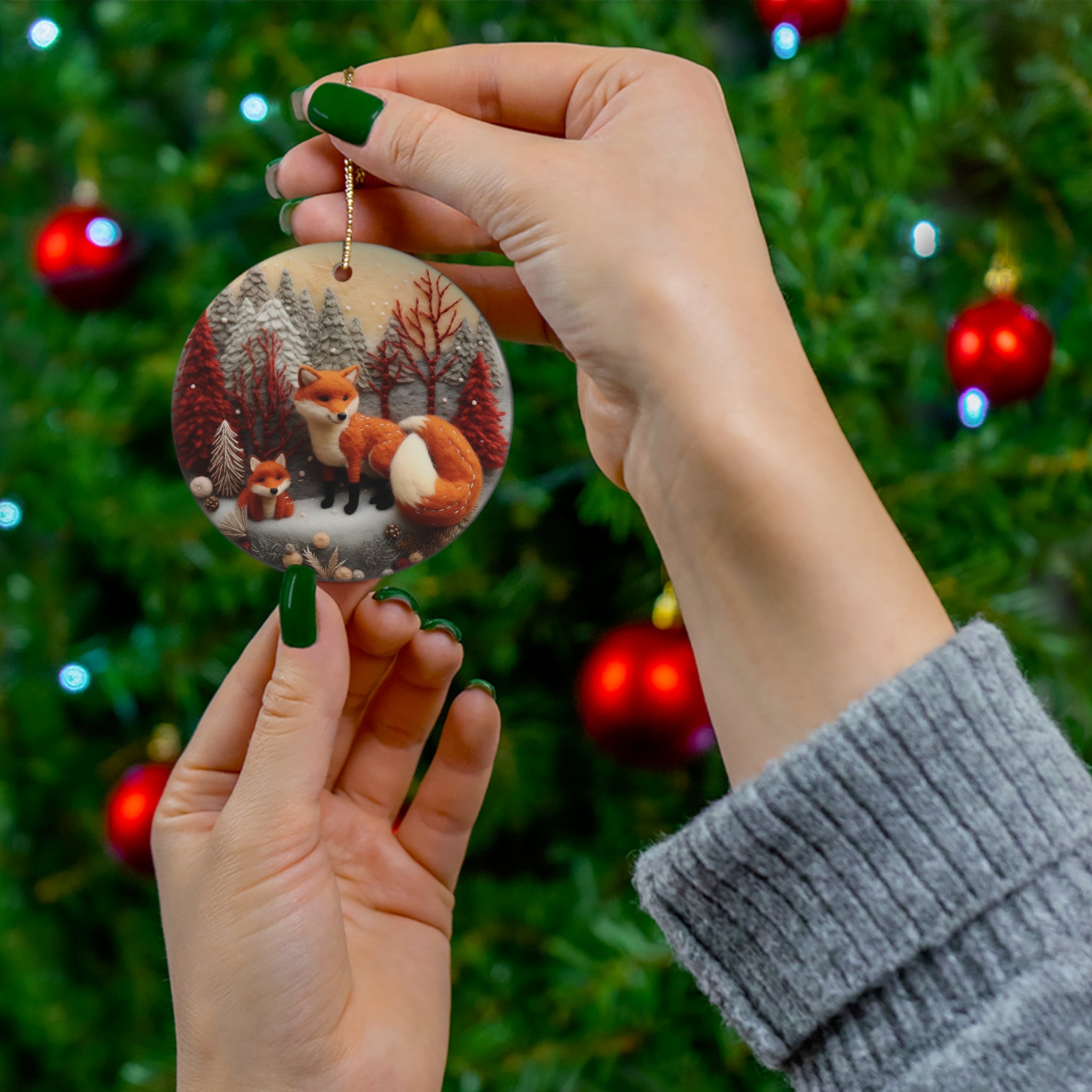 Fox Ceramic Disc Ornament        Item #8936323
