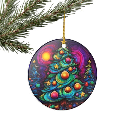 Colorful Cosmic Christmas Tree Ceramic Ornament   Item #437313