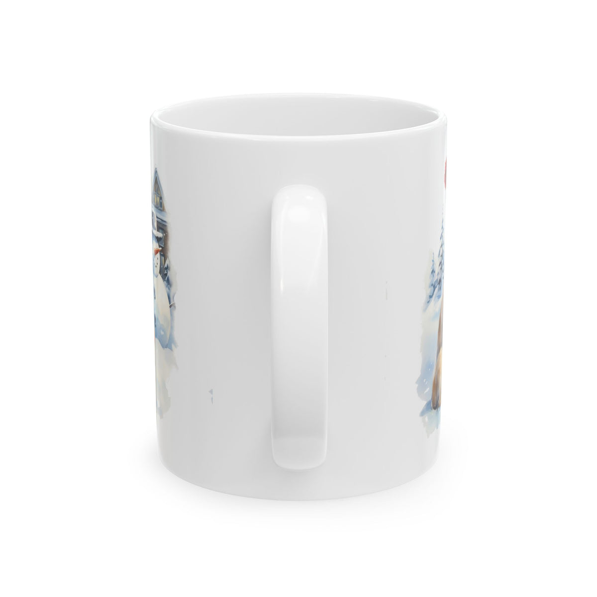Winter Wonderland Snowman And Christmas Dogs Ceramic Mug  11oz   Item #605844