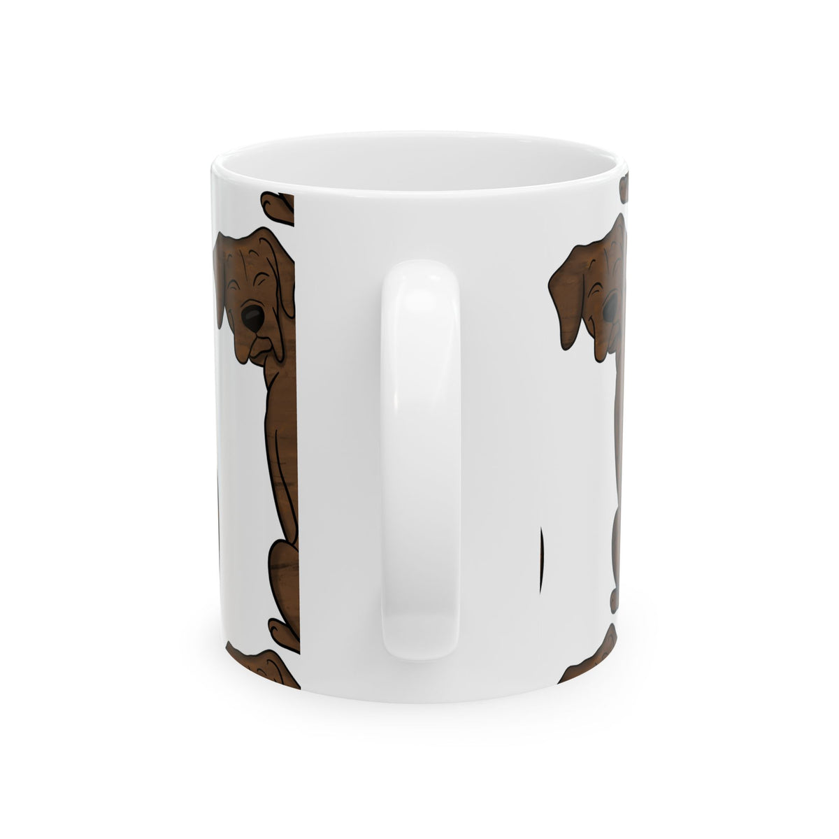 Brown Dog Pattern Ceramic Mug — Cute Sitting Puppy Coffee Cup 11oz  Item #397676