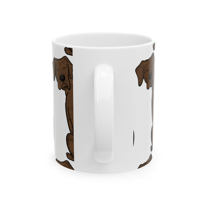 Brown Dog Pattern Ceramic Mug — Cute Sitting Puppy Coffee Cup 11oz  Item #397676