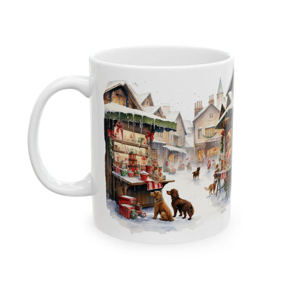 Winter Christmas Market With Dogs Ceramic Mug 11oz   Item #943948