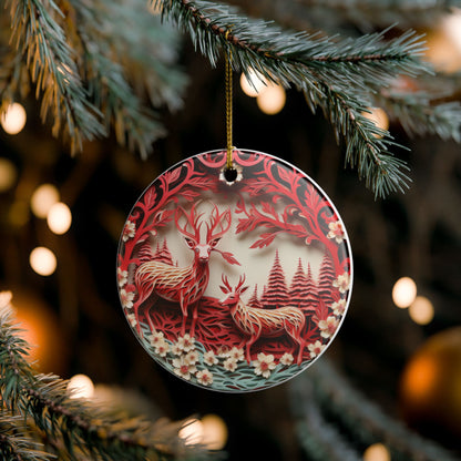 Red Deer Forest Ceramic Ornament    Item #734199