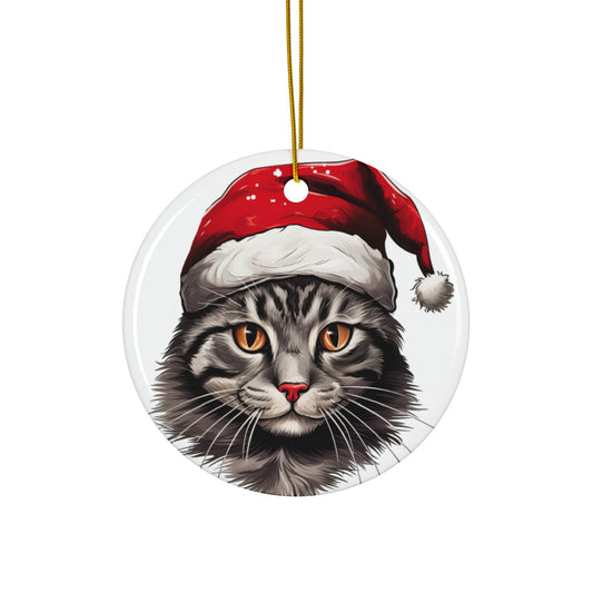 Brazilian Shorthair Cat With Santa Hat Ceramic Ornament       Item #2533695