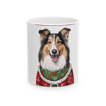 Collie Dog Christmas Mug – Festive Holiday Sweater Coffee Cup 11oz  Item #620182