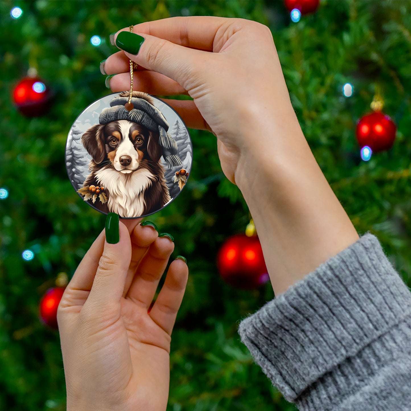 Dog Ceramic Disc Ornament            Item #133349