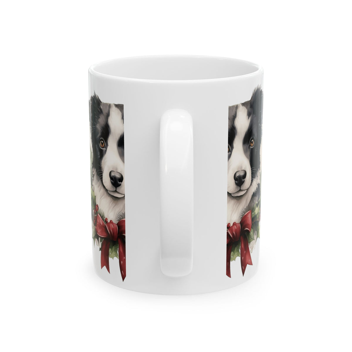 Border Collie Holiday Mug — Christmas Wreath Dog Coffee Cup 11oz  Item #989261