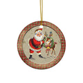 Santa & Reindeer Ceramic Disc Ornament      Item #2424038