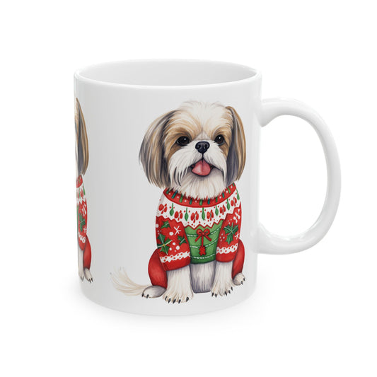 Shih Tzu Christmas Mug – Cute Dog in Holiday Sweater 11oz   Item #775462