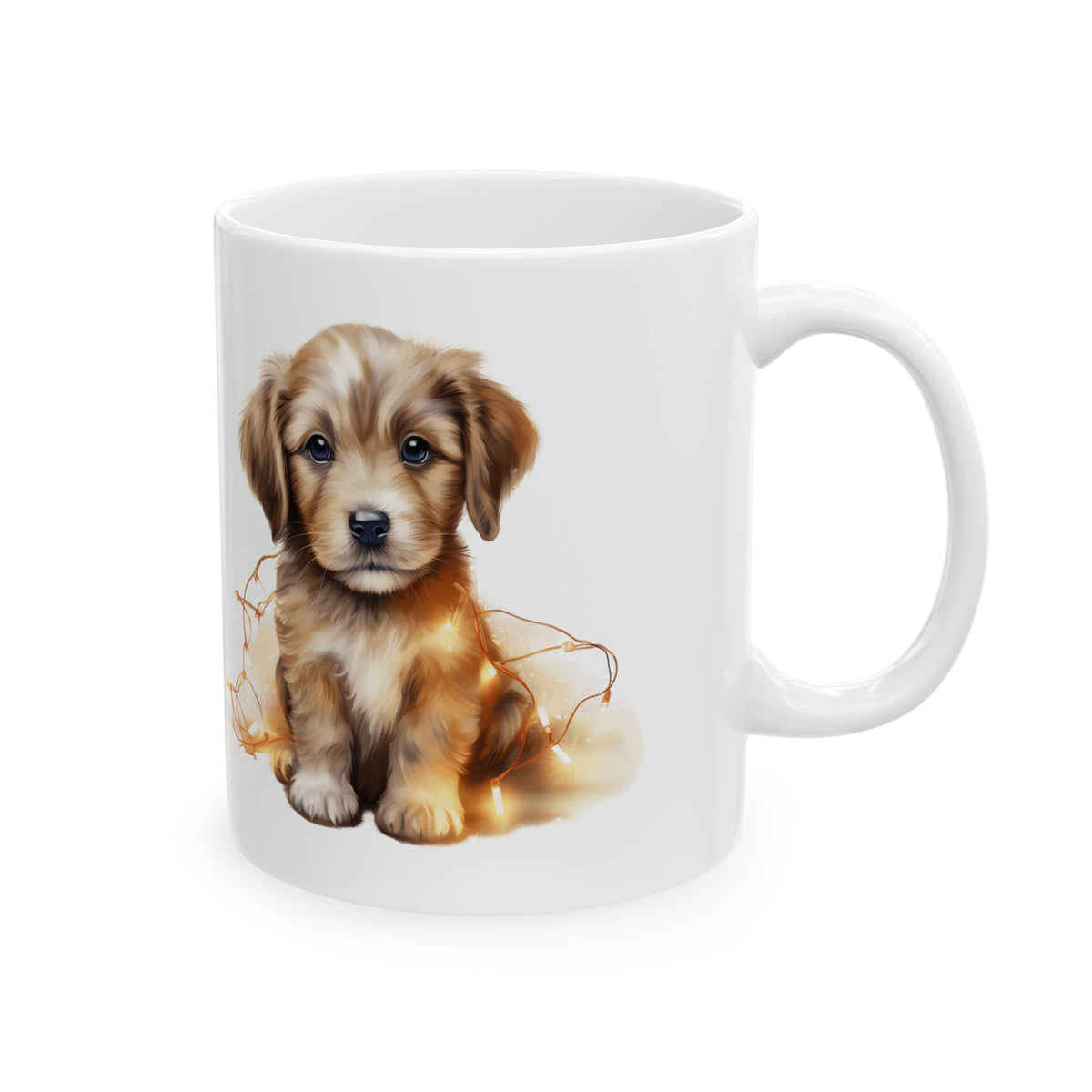 Festive Adorable Puppy In Lights Ceramic Mug  11oz  Item #470559