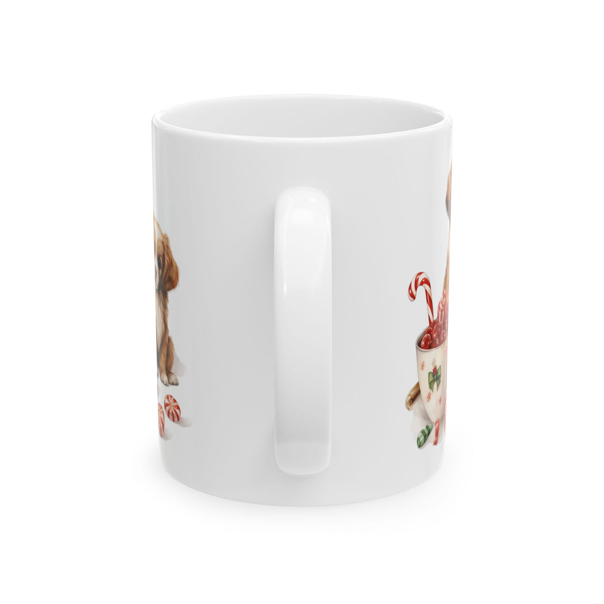 Cute Christmas Puppies with Candy Christmas Mug 11oz   Item #672704