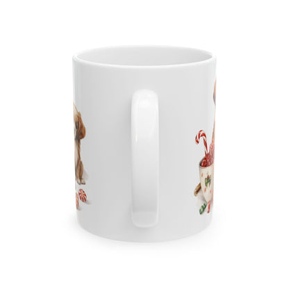 Cute Christmas Puppies with Candy Christmas Mug 11oz   Item #672704