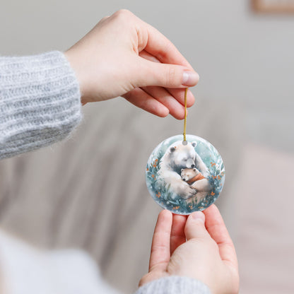 Ceramic Ornament – Polar Bear and Cub Winter Holiday Decoration    Item #765485