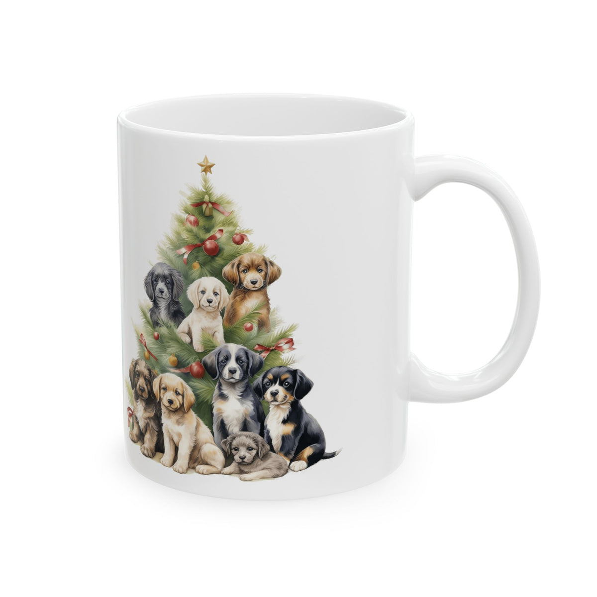 Adorable Puppy and Dog Lover Christmas Tree Ceramic Mug 11oz  Item #56076