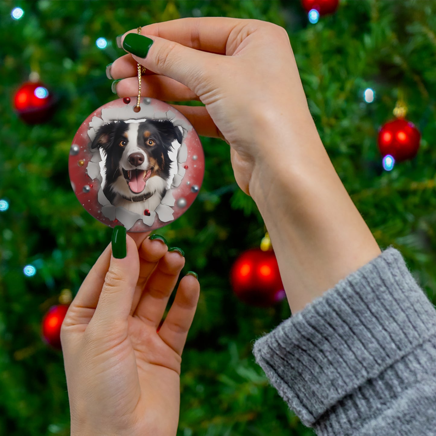 CERAMIC ORNAMENT - 3D CHRISTMAS DOG          Item #2376087