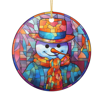 Colorful Stained Glass Snowman Christmas Ornament   Item #618807