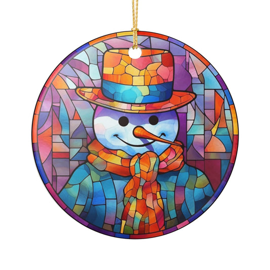 Colorful Stained Glass Snowman Christmas Ornament   Item #618807
