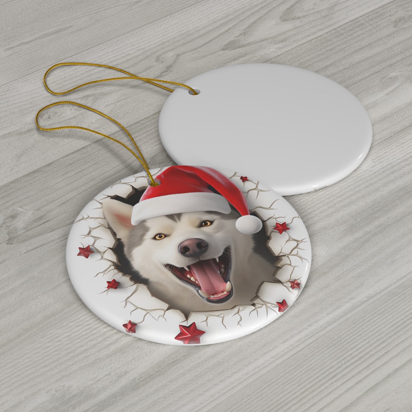 CERAMIC ORNAMENT - 3D CHRISTMAS DOG        Item #407045