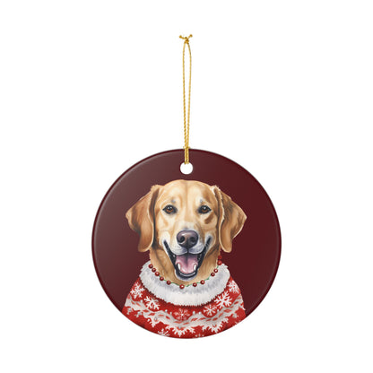 Festive Dog In Christmas Sweater Ceramic Ornament   Item #972966