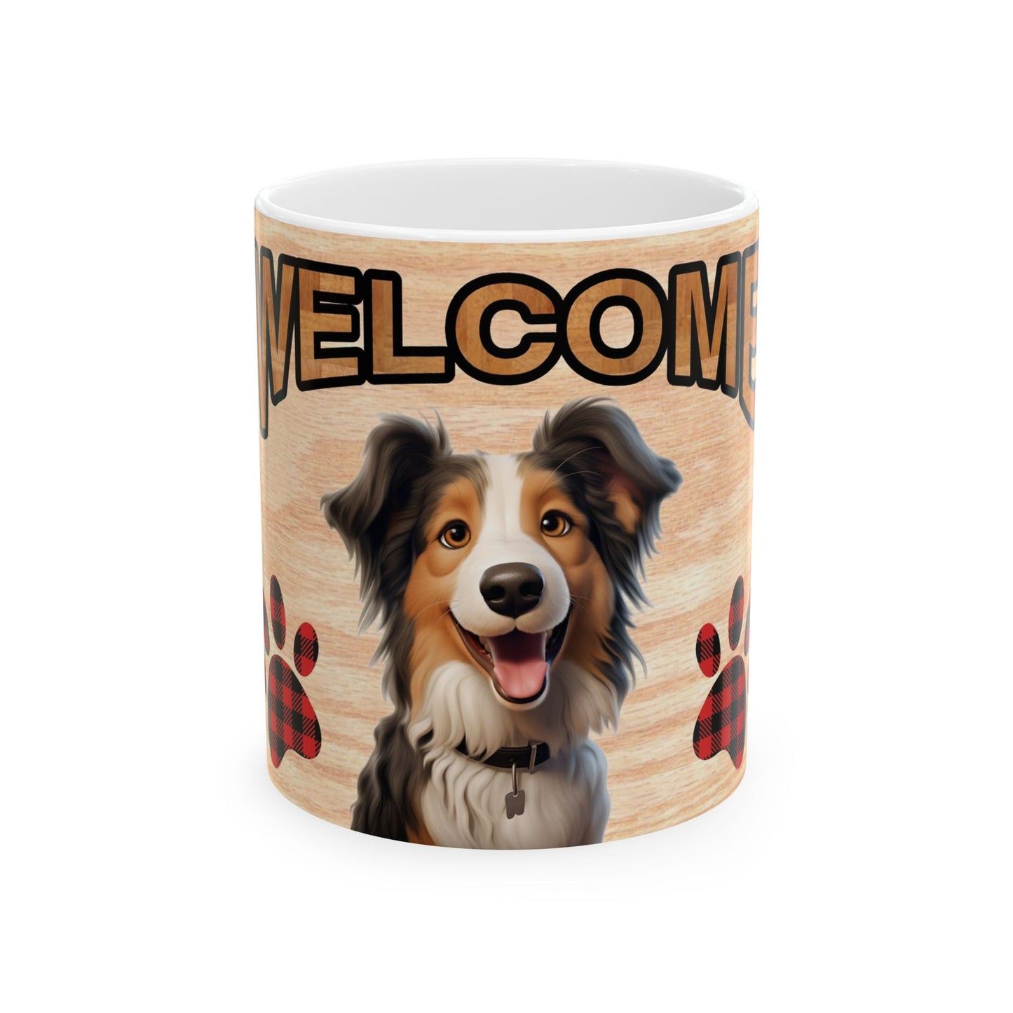 Welcome Aussie Dog Mug – Cute Australian Shepherd Coffee Cup 11oz    Item #158618