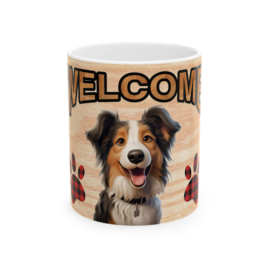 Welcome Aussie Dog Mug – Cute Australian Shepherd Coffee Cup 11oz    Item #158618