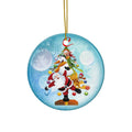 Santa And Snowman Ceramic Disc Ornament          Item #9830011