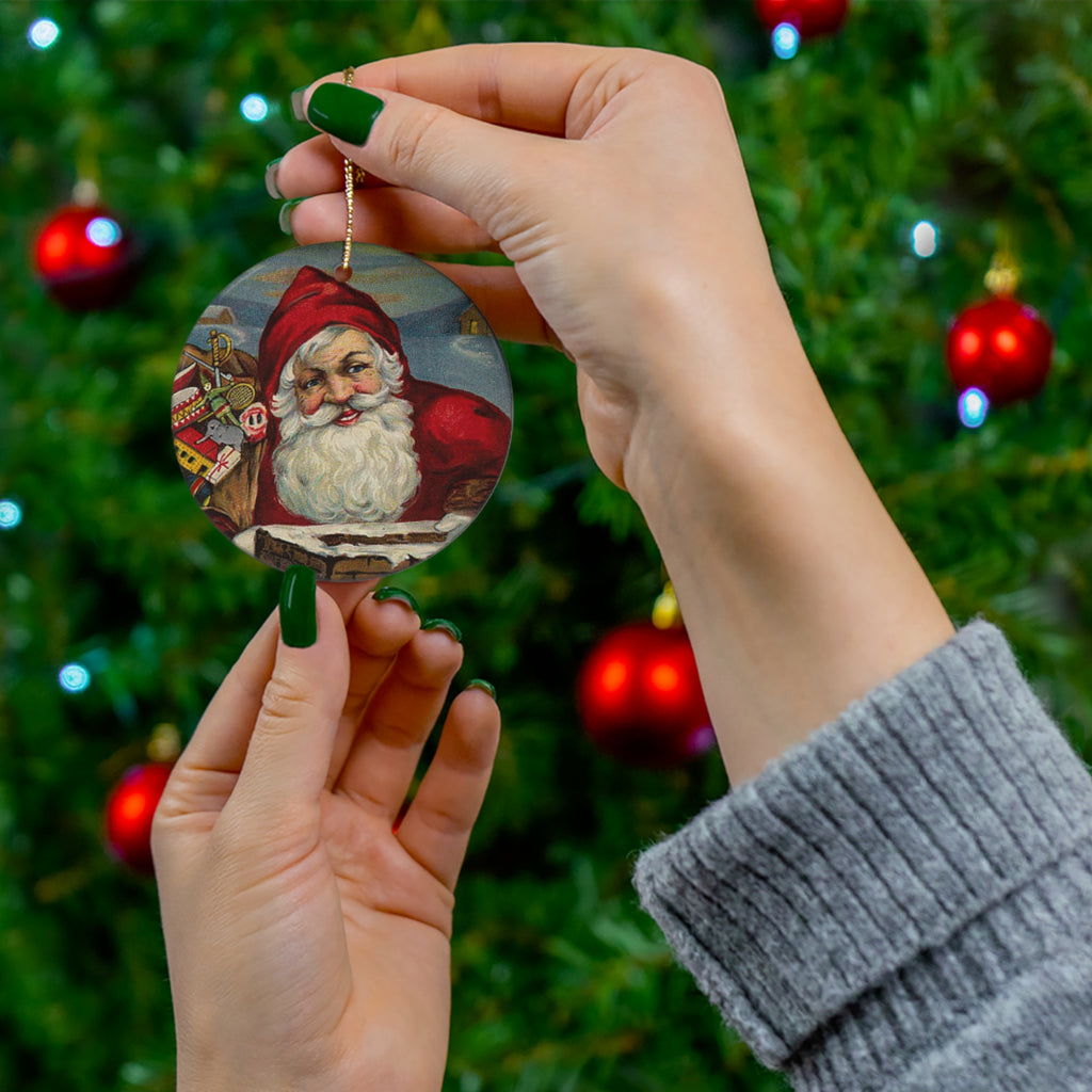 Santa Ceramic Disc Ornament        Item #515088