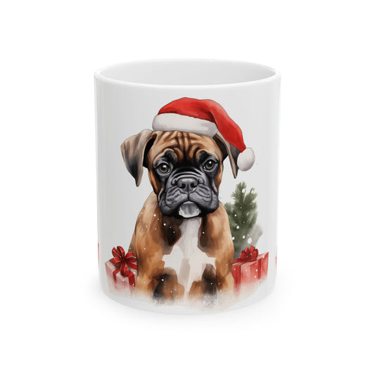 Christmas Boxer Dog Mug - Holiday Santa Hat Coffee Cup 11oz  Item #334951