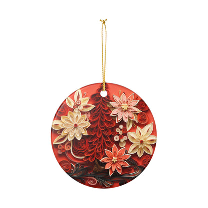Red Floral Ceramic Ornament    Item #521139