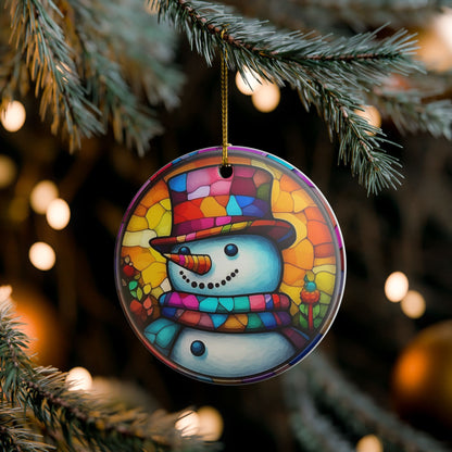 Colorful Snowman Ceramic Ornament   Item #659542