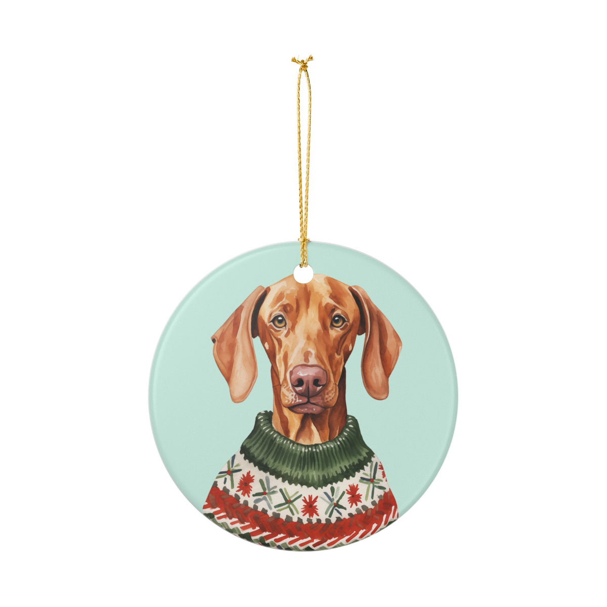 Festive Dog With Sweater Ceramic Christmas Ornament   Item #352433