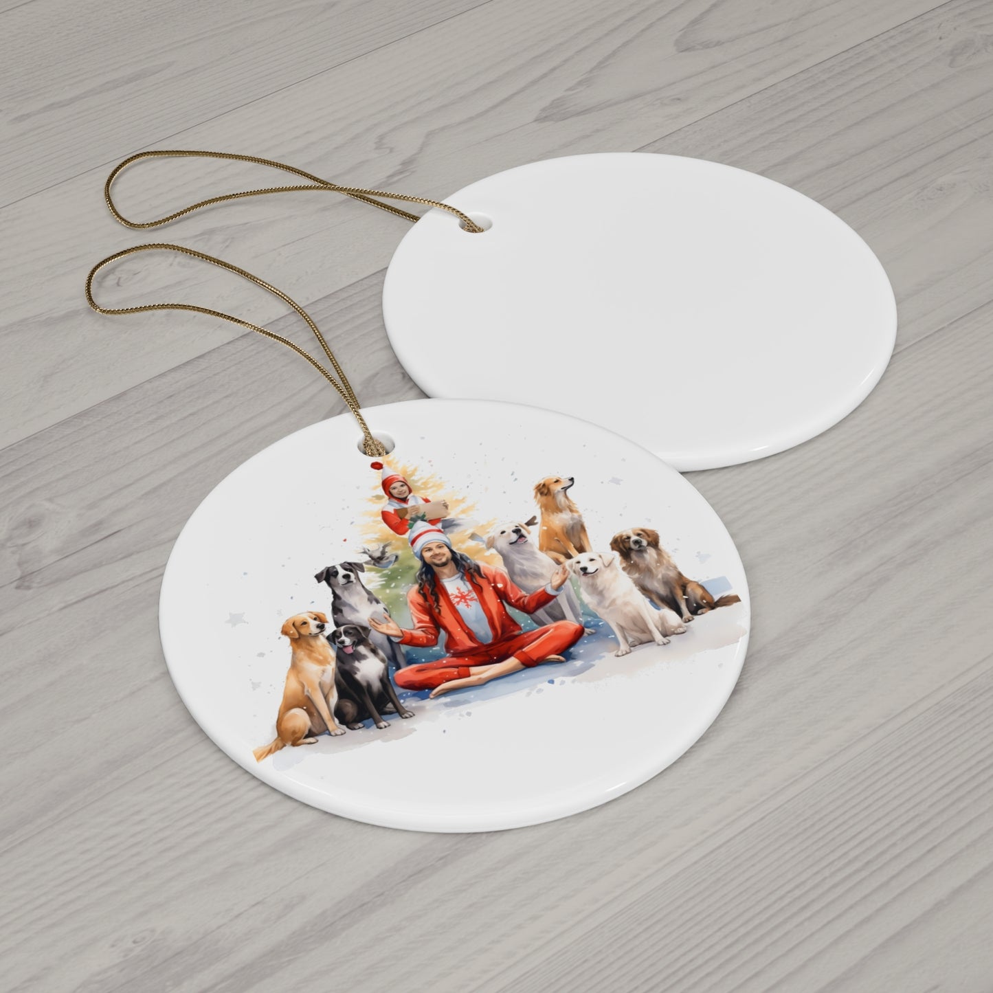 Christmas Dog Ceramic Disc Ornament            Item #1131457