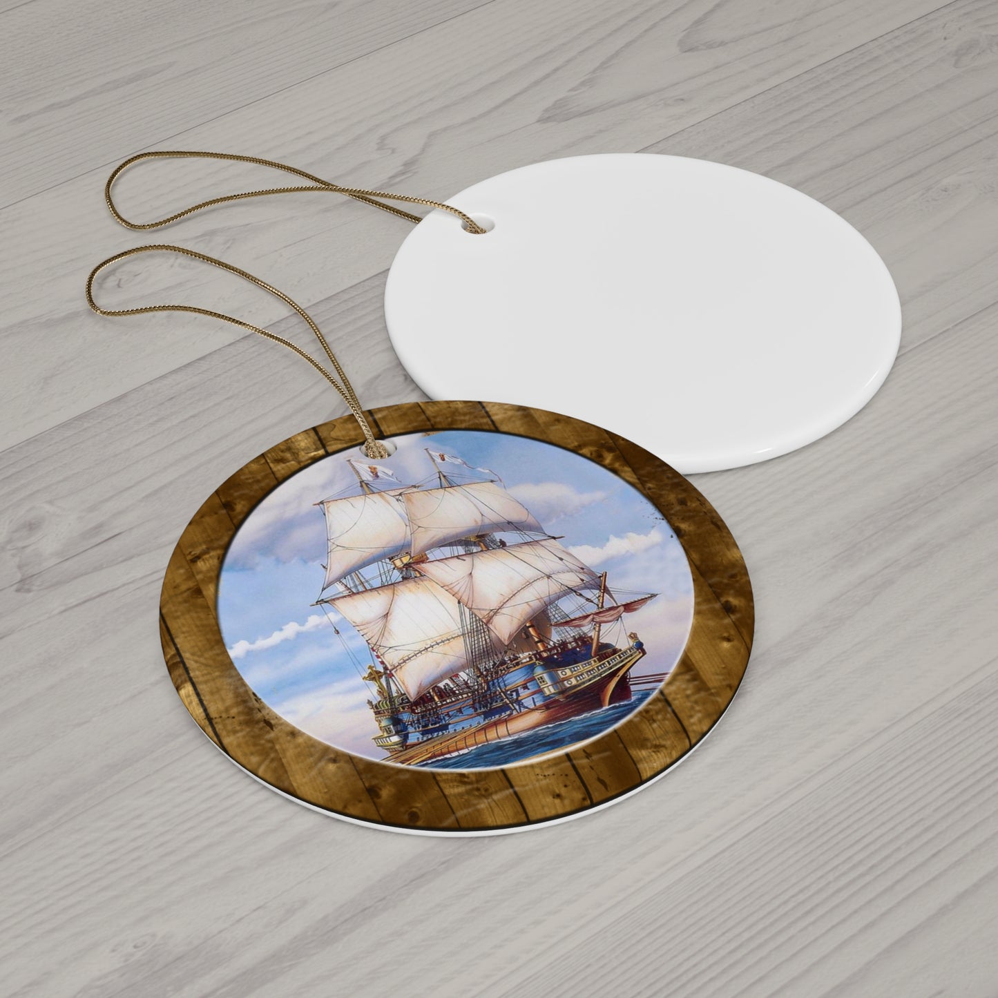 Sailing Ship Ceramic Disc Ornament       Item #2258016