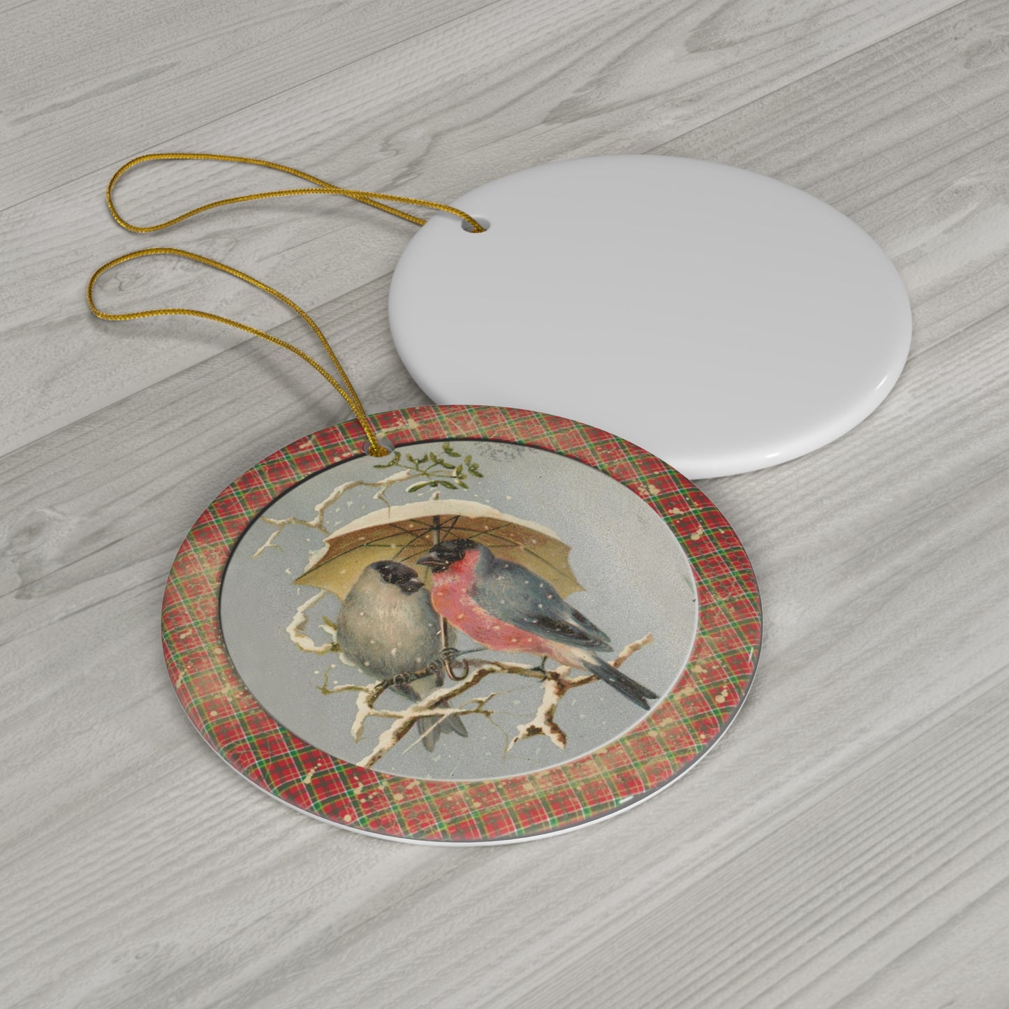 Christmas Birds Ceramic Disc Ornament       Item #8500502